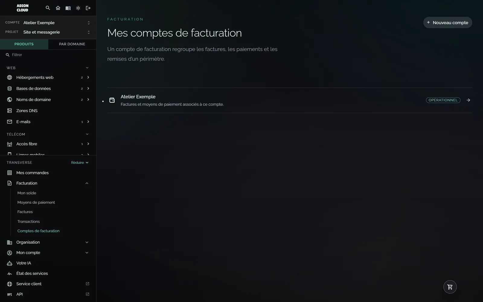 La facturation : les comptes de facturation et leur solde.
